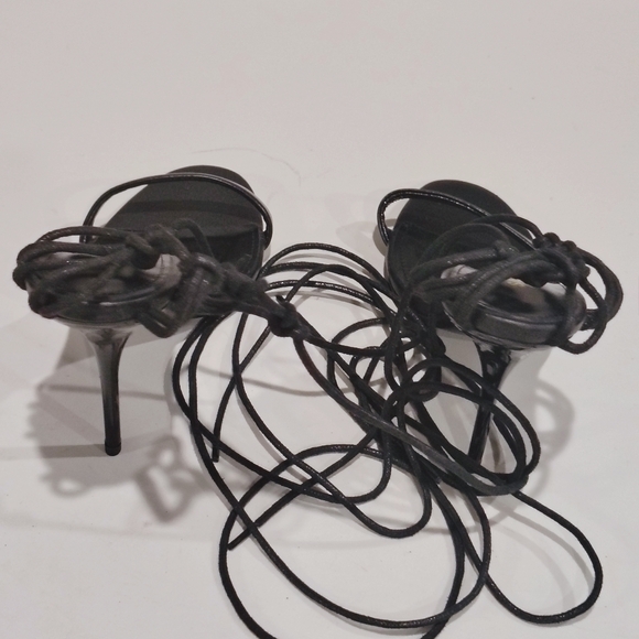 Saint Laurent Leather Lexi Lace-Up Sandals With Stiletto Heels Size 39 - Picture 4 of 14